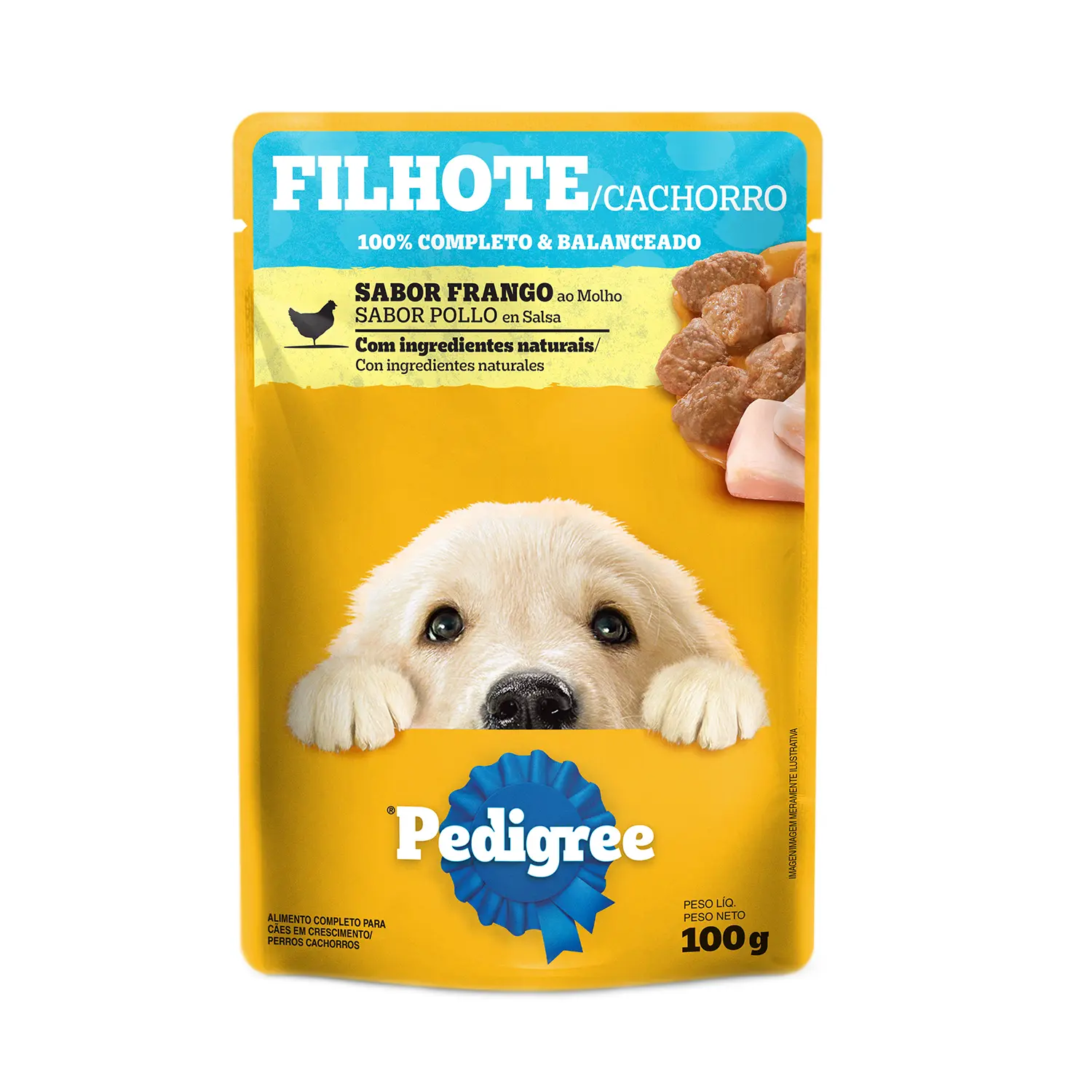 Ração Úmida Pedigree Sachê Cães Filhotes Frango ao Molho